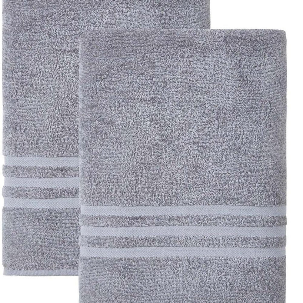 Set of Two White Turkish Cotton 27" X 54" Bath Towels