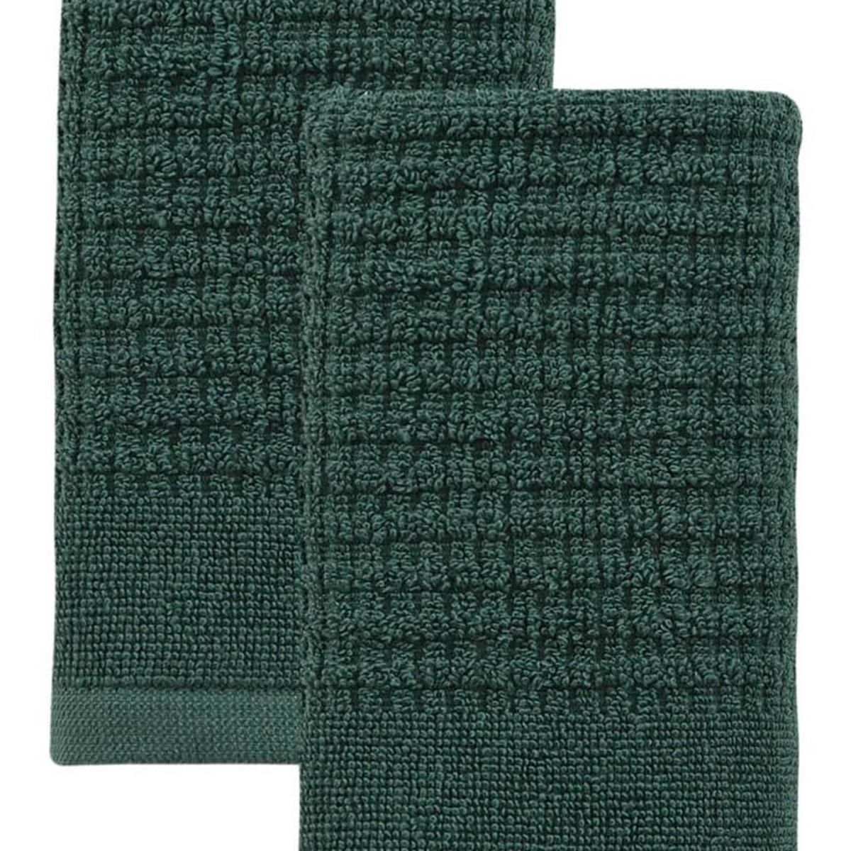 Set of Two Green Polka Dots Turkish Cotton 16" X 30" Hand Towels