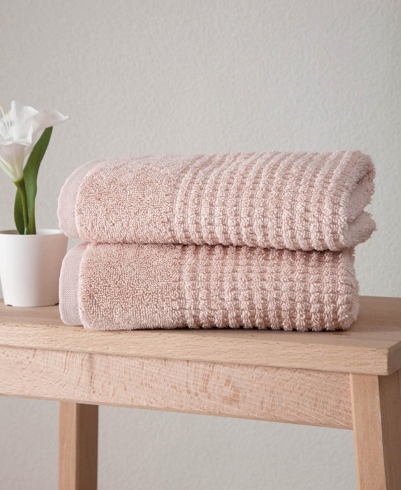Set of Two White Polka Dots Turkish Cotton 16" X 30" Hand Towels