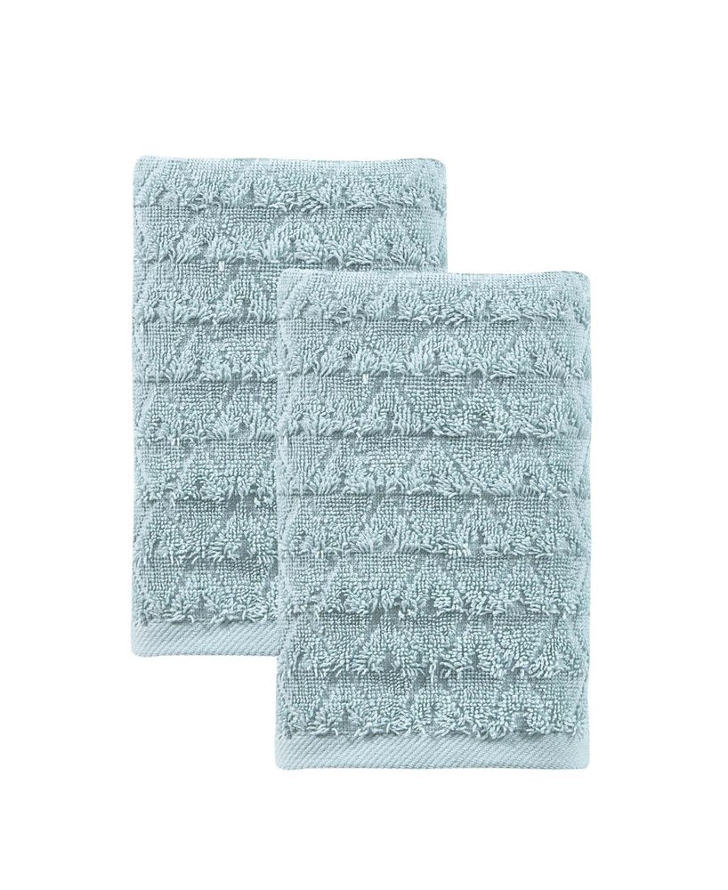 Set of Two White Geometric Turkish Cotton 27" X 54" Bath Towels
