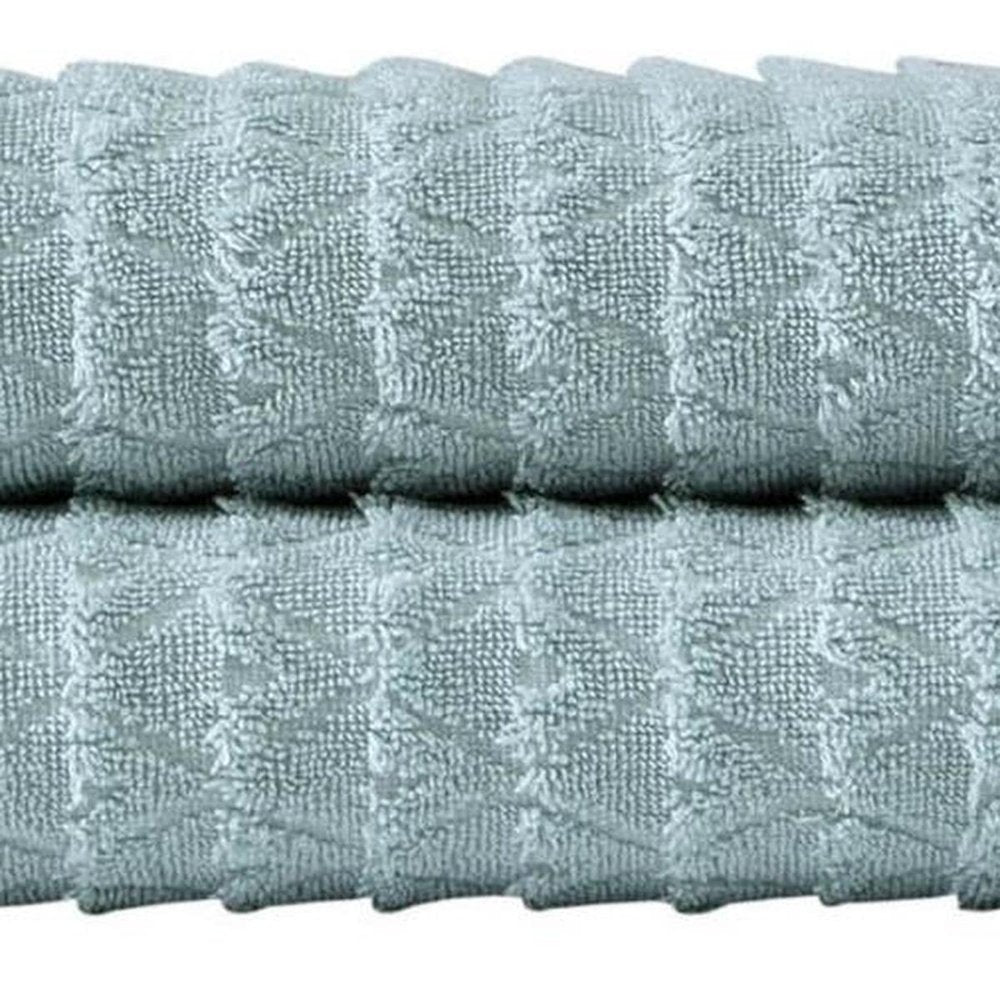 Set of Two White Geometric Turkish Cotton 27" X 54" Bath Towels