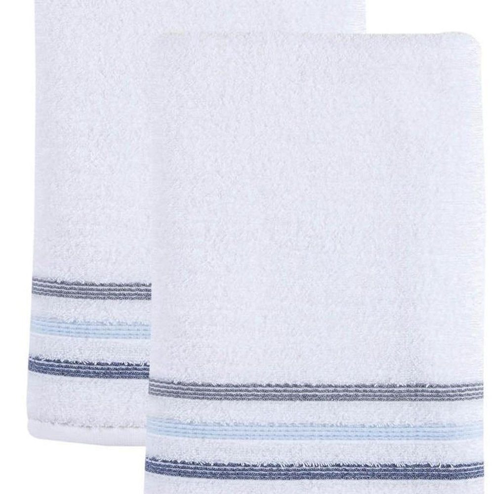 Set of Two White Turkish Cotton 27" X 54" Bath Towels