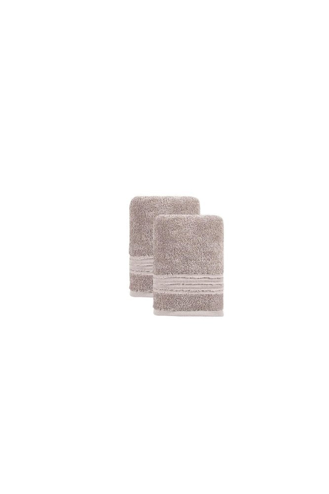Set of Two Light Brown Turkish Cotton 16" X 30" Hand Towels