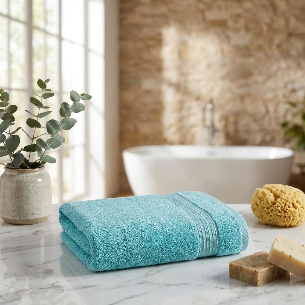 Set of Two Light Brown Turkish Cotton 27" X 54" Bath Towels