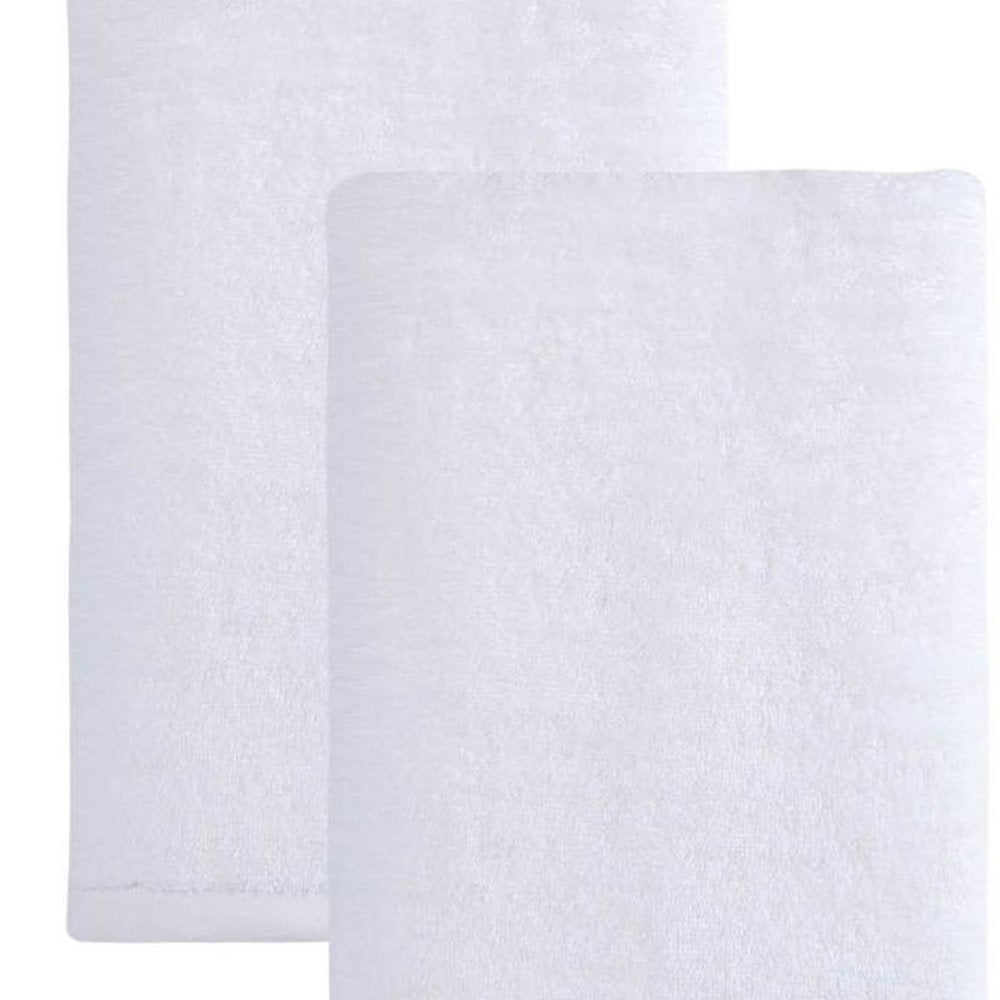 Set of Two White Turkish Cotton 27" X 54" Bath Towels