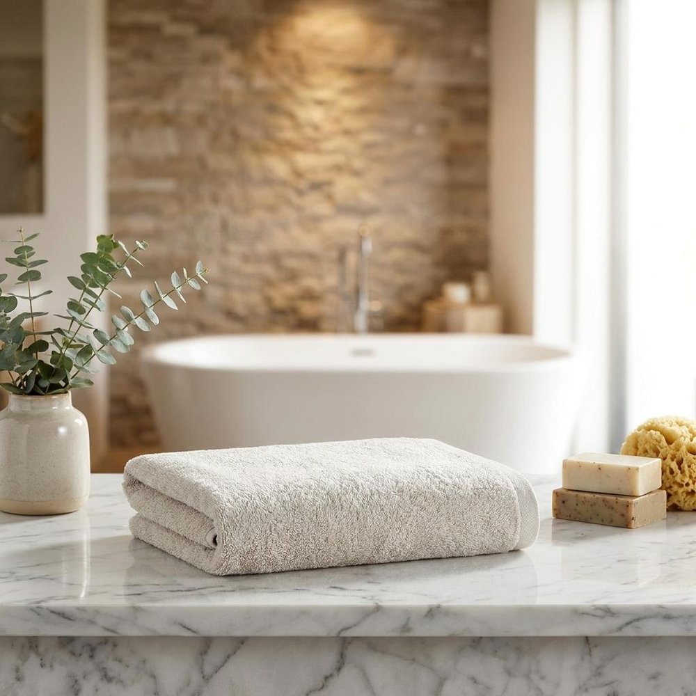 Set of Two White Turkish Cotton 27" X 54" Bath Towels