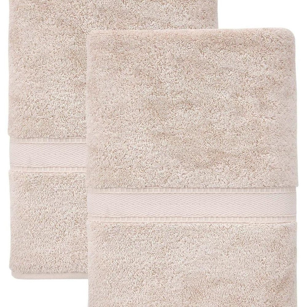 Set of Two White Turkish Cotton 27" X 54" Bath Towels