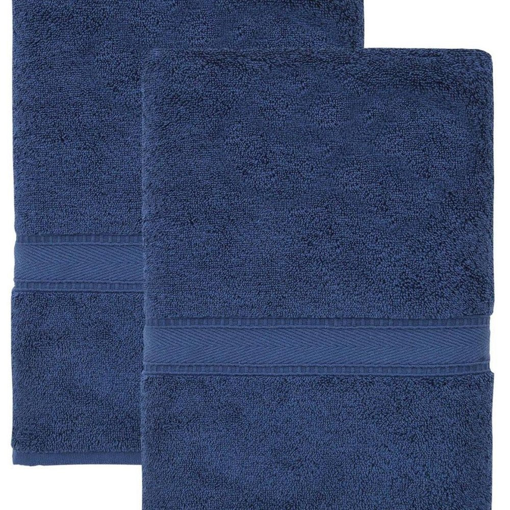 Set of Two White Turkish Cotton 27" X 54" Bath Towels