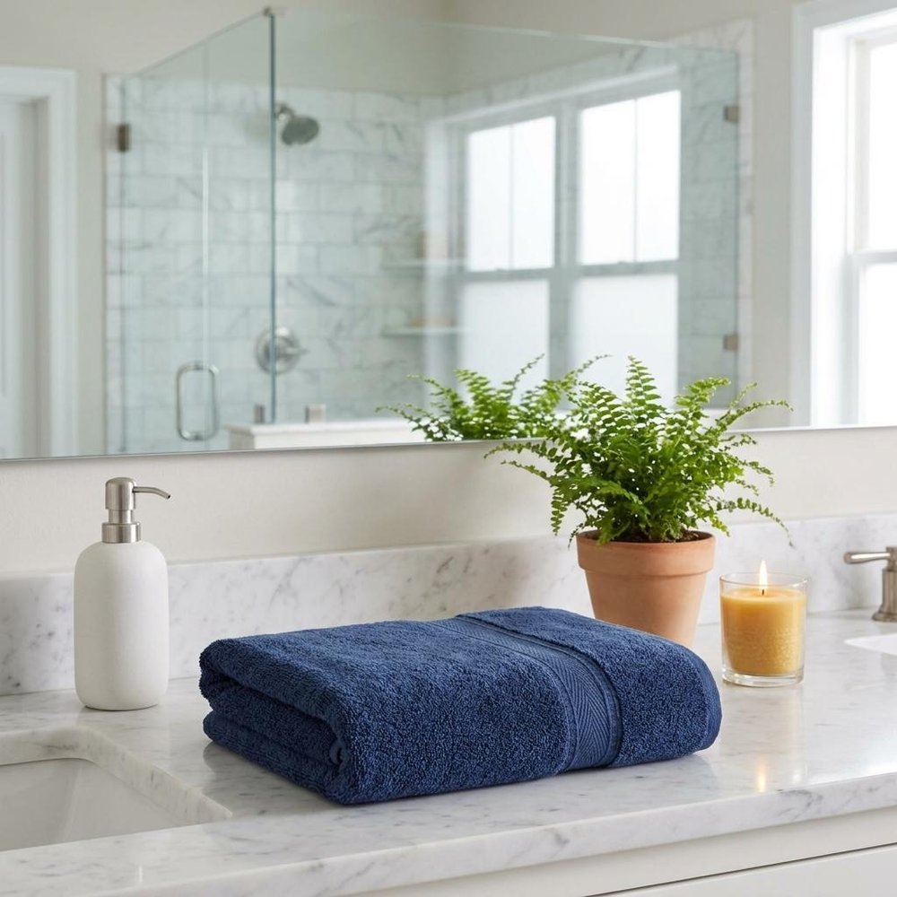 Set of Two White Turkish Cotton 27" X 54" Bath Towels