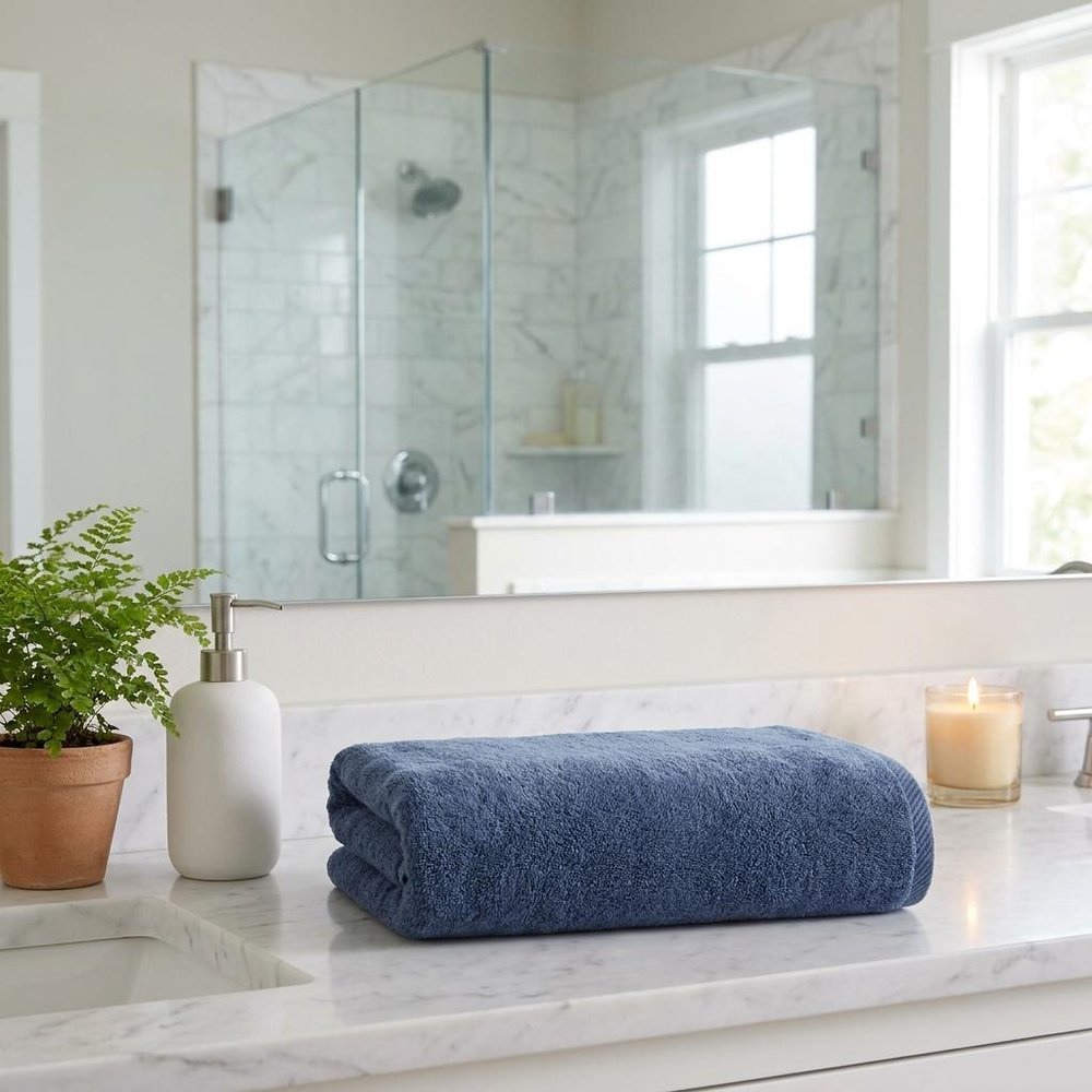Set of Two White Turkish Cotton 27" X 54" Bath Towels