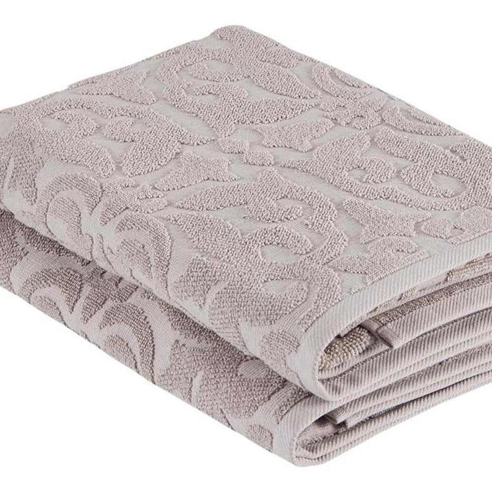 Set of Two Brown Floral Turkish Cotton 27" X 54" Bath Towels