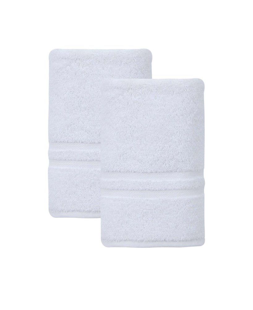 Set of Two White Turkish Cotton 16" X 30" Hand Towels