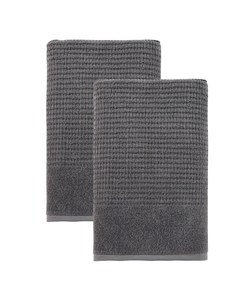 Set of Two White Polka Dots Turkish Cotton 27" X 54" Bath Towels