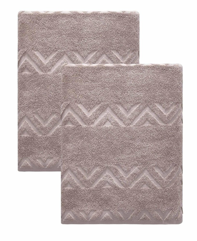 Set of Two White Geometric Turkish Cotton 27" X 54" Bath Towels