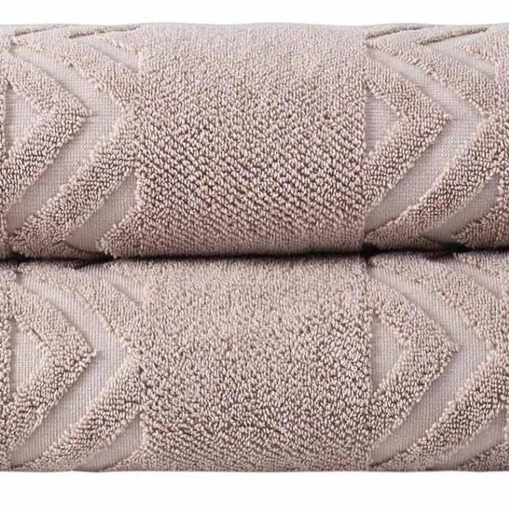 Set of Two White Geometric Turkish Cotton 27" X 54" Bath Towels