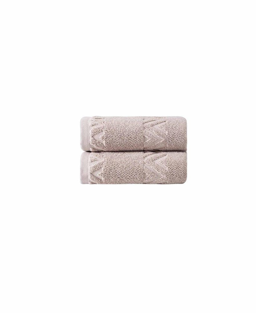 Set of Two White Geometric Turkish Cotton 16" X 30" Hand Towels