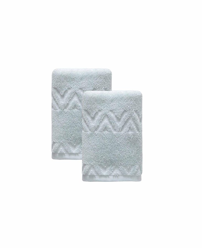Set of Two White Geometric Turkish Cotton 16" X 30" Hand Towels