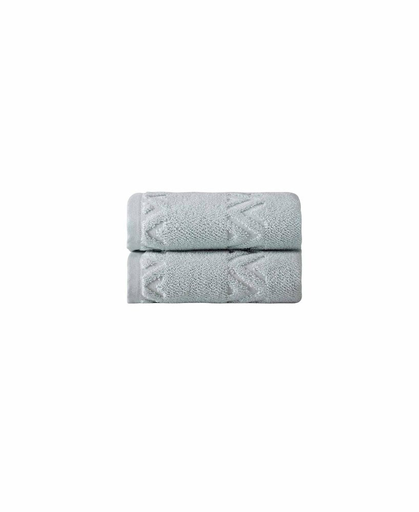 Set of Two White Geometric Turkish Cotton 16" X 30" Hand Towels