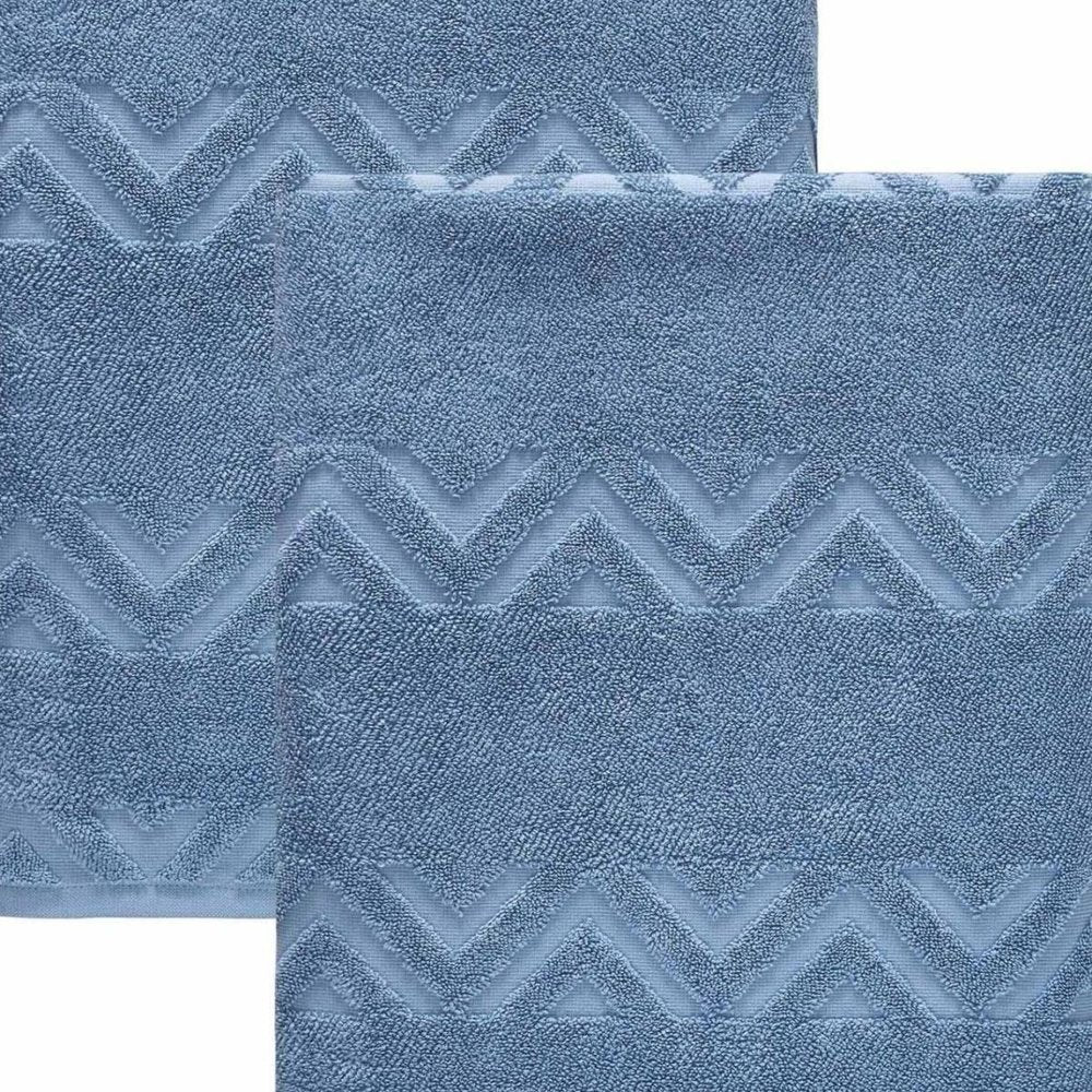 Set of Two White Geometric Turkish Cotton 40" X 70" Bath Sheet