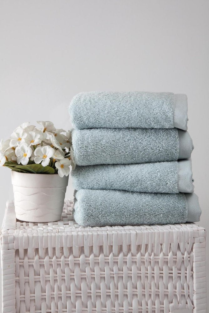 Set of Four Beige Turkish Cotton 16" X 30" Hand Towels