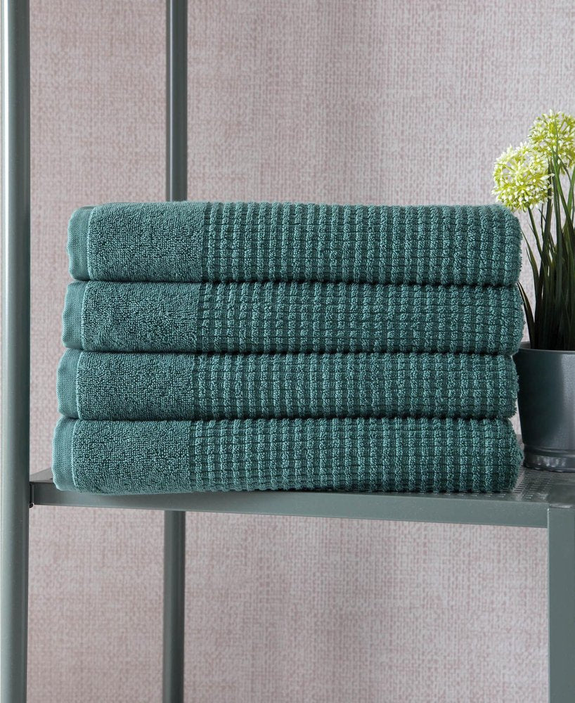 Set of Four White Polka Dots Turkish Cotton 27" X 54" Bath Towels