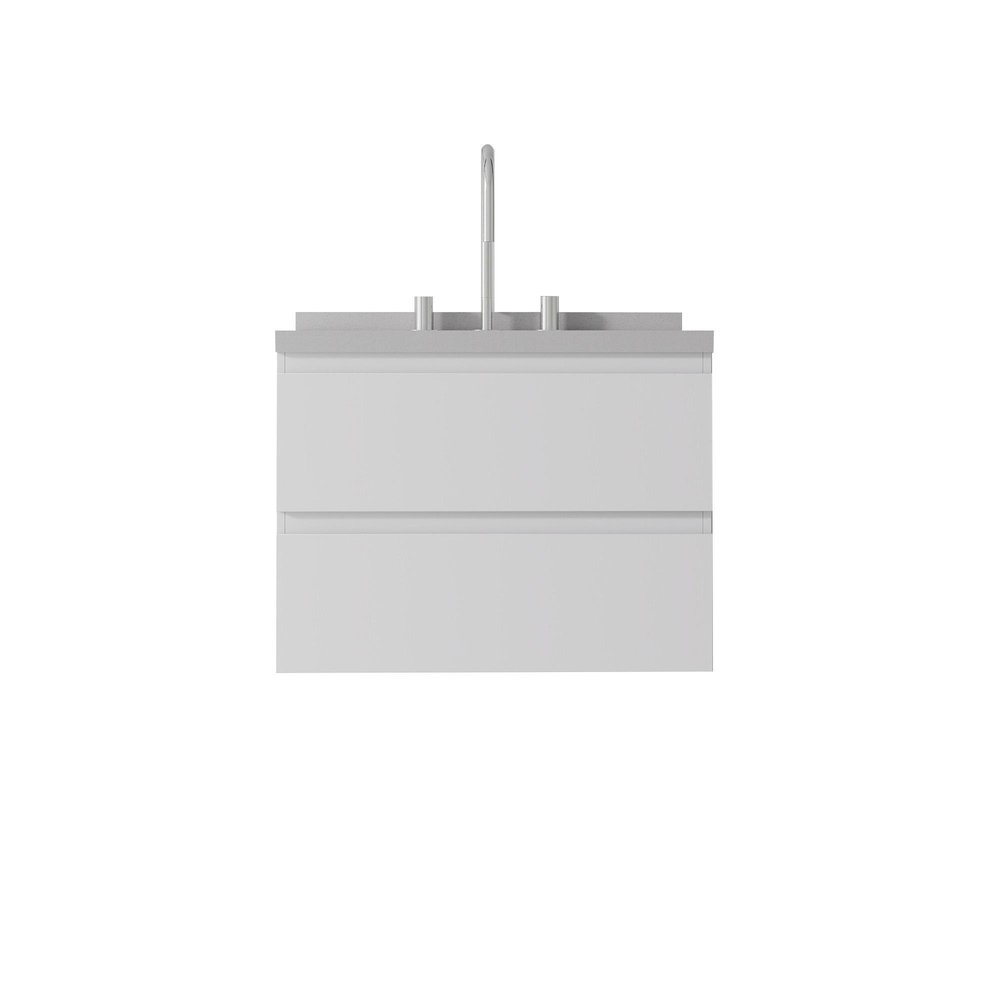 24" White Wood Floating Bathroom Vanity With Sink And Two Drawers
