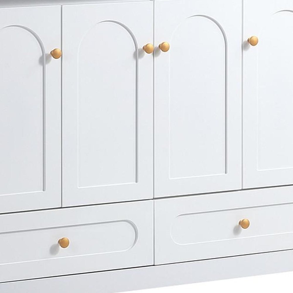 48" White Wood Freestanding Four Door Bathroom Vanity With Sink And Two Drawers