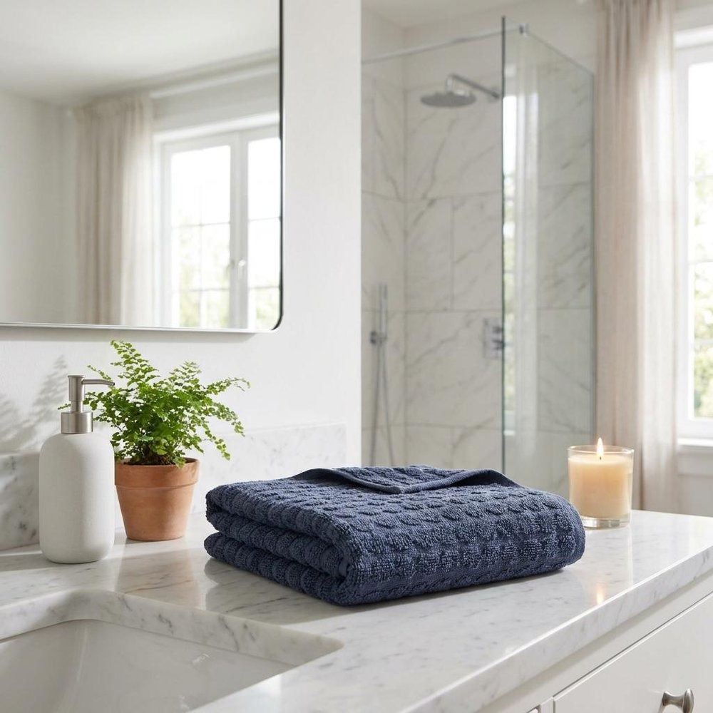 Set of Three White Geometric Turkish Cotton Towel Set