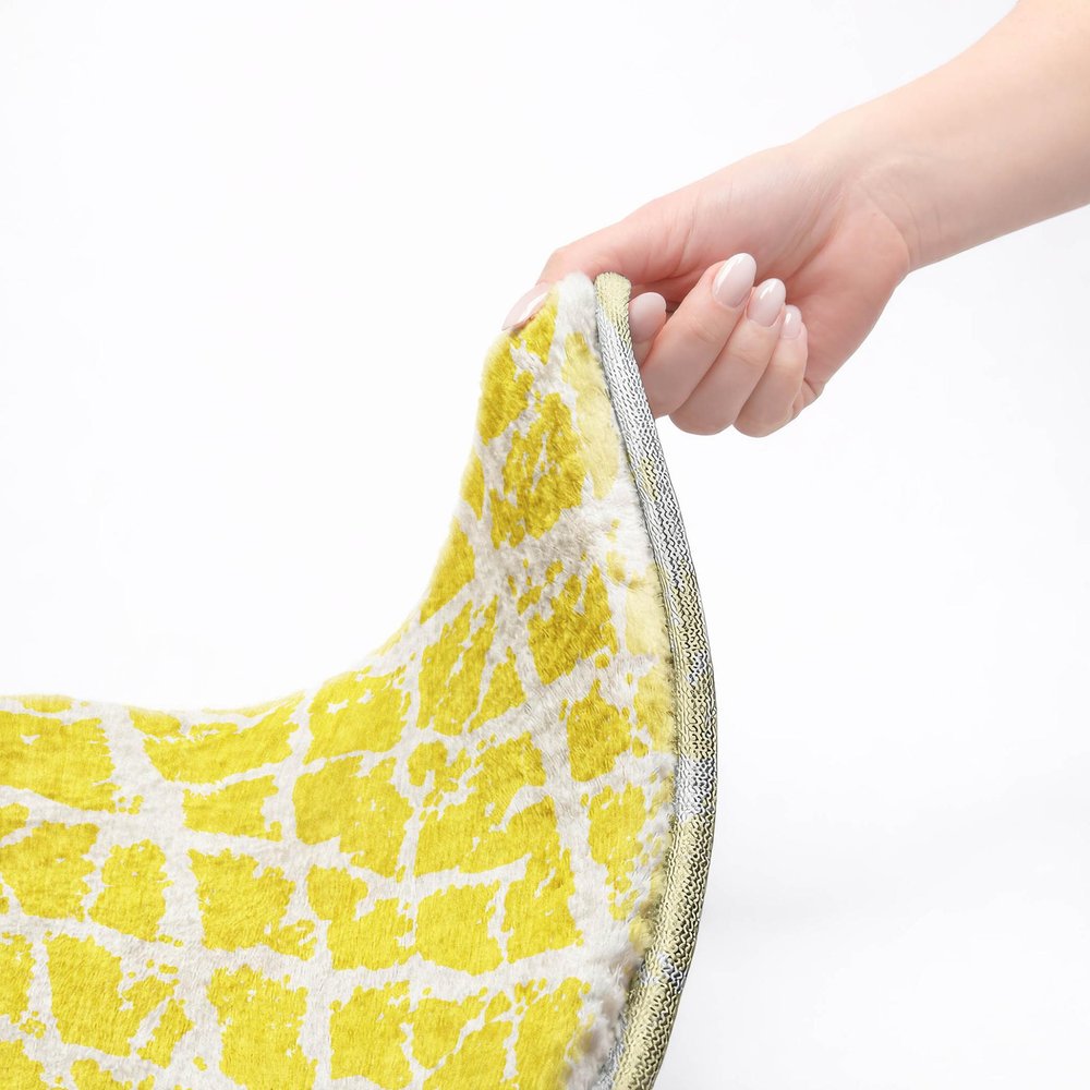 9' X 12' Yellow And Ivory Geometric Shag Washable Area Rug With UV Protection