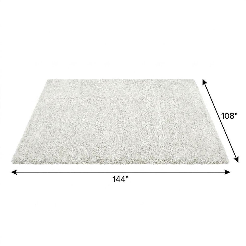 9' X 12' Yellow And Ivory Geometric Shag Washable Area Rug With UV Protection