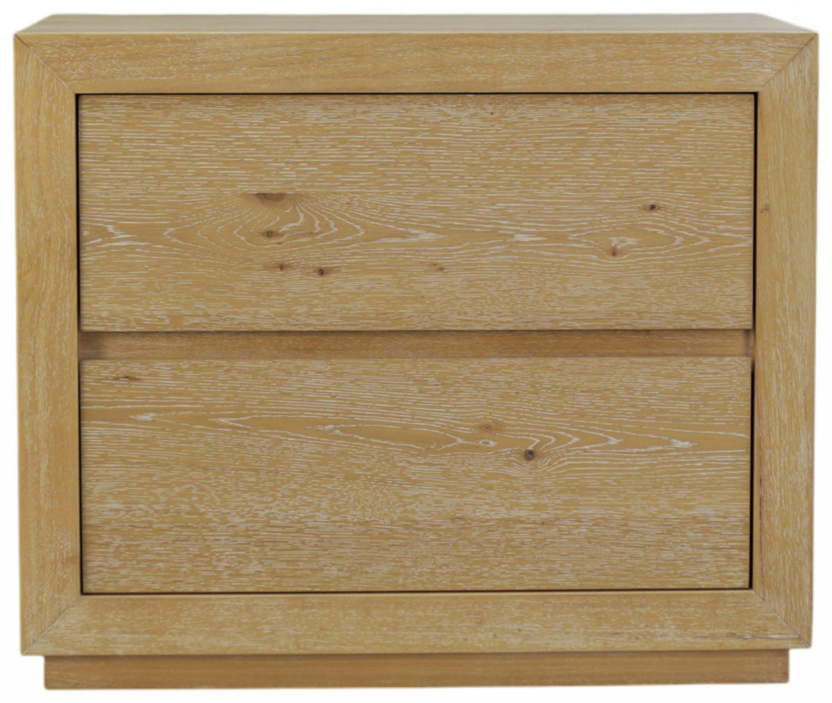 25" Oak Wood Two Drawer Nightstand