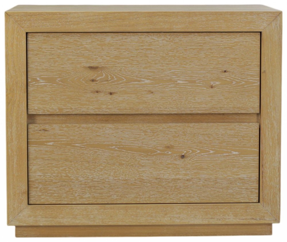 25" Oak Wood Two Drawer Nightstand