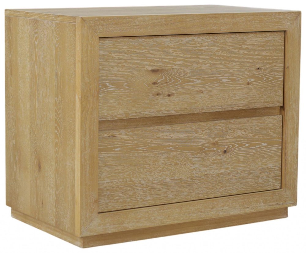 25" Oak Wood Two Drawer Nightstand