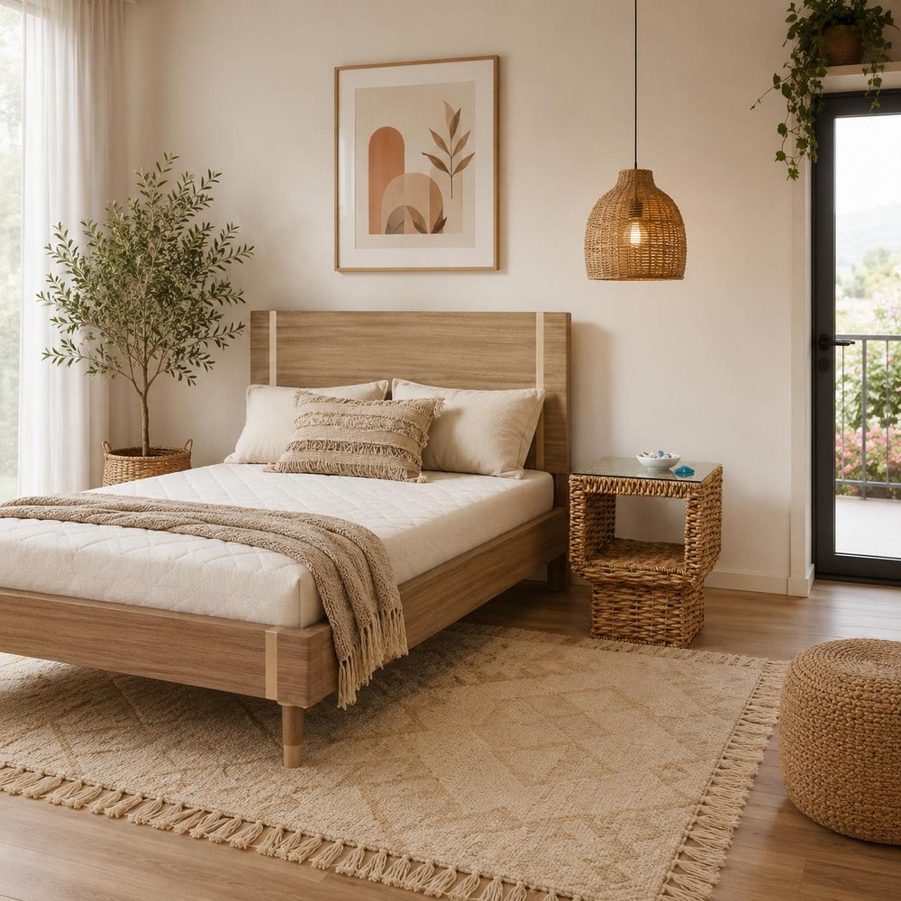 Natural Wood Full Bed Frame