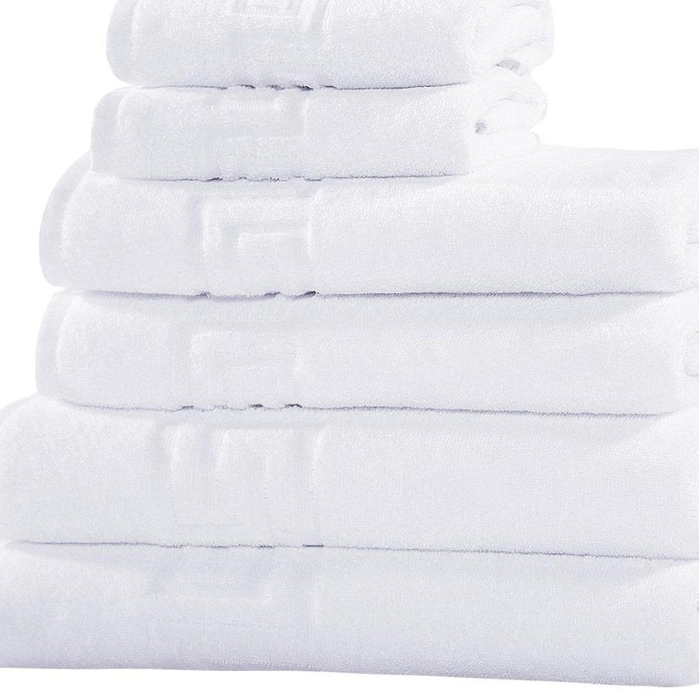 Set of Six Navy Blue Greek Key Turkish Cotton Towel Set