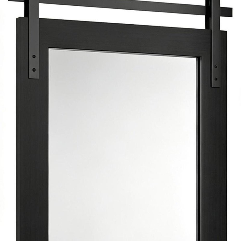 26" Black Wood Barn Framed Accent Mirror