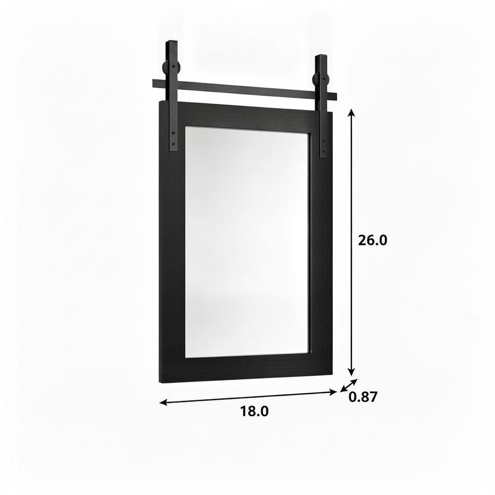 26" Black Wood Barn Framed Accent Mirror