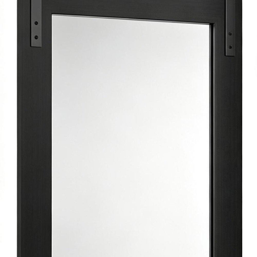 26" Black Wood Barn Framed Accent Mirror