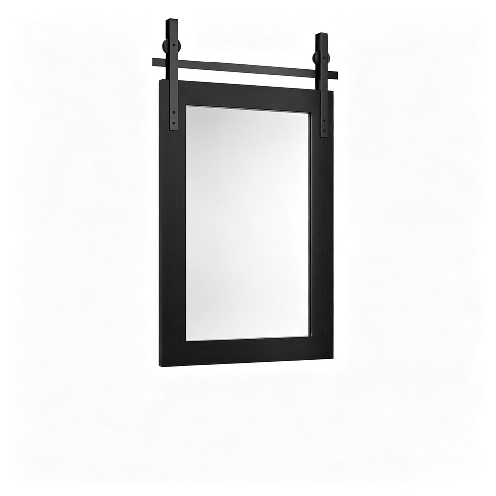 26" Black Wood Barn Framed Accent Mirror
