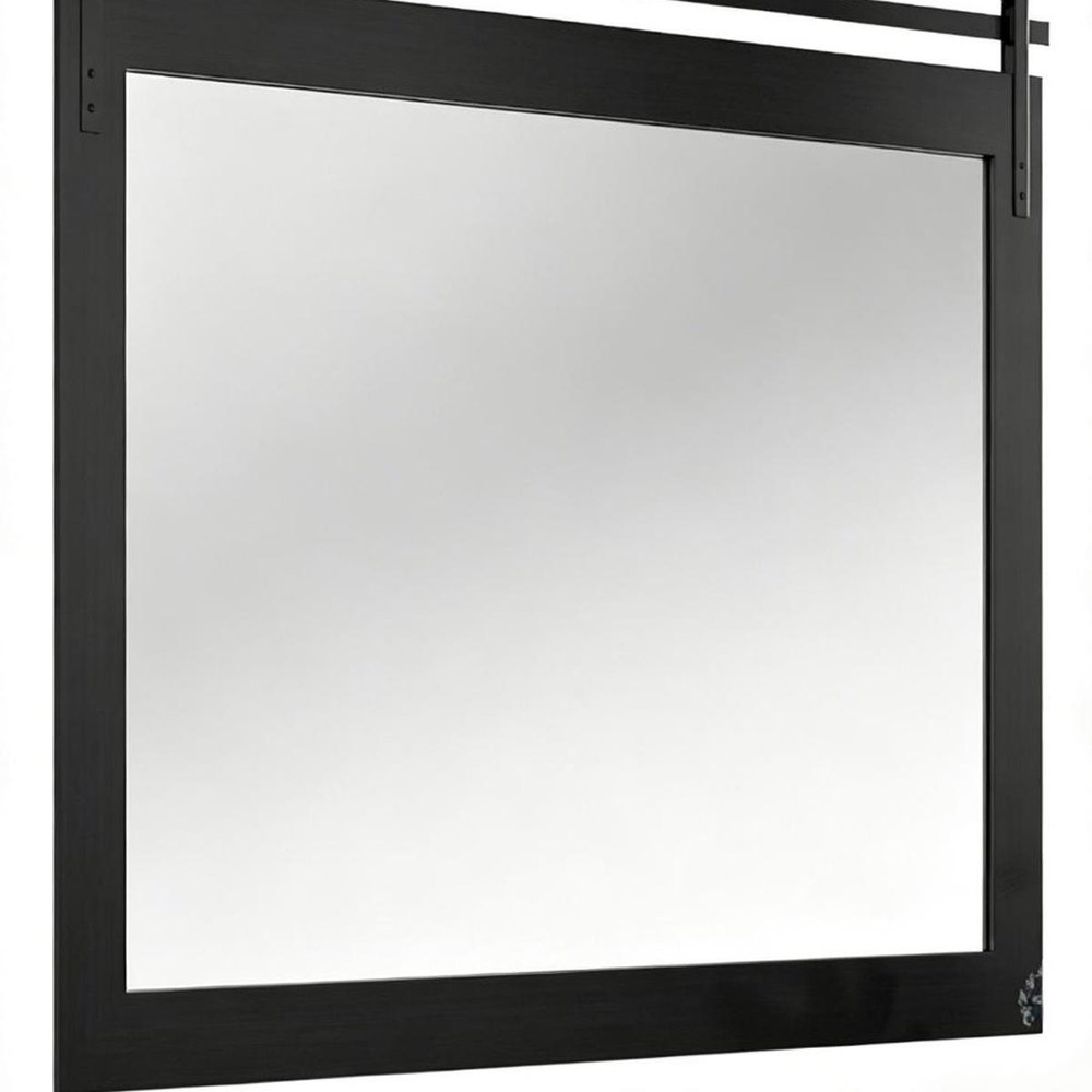 32" Black Wood Barn Framed Bathroom Vanity Mirror