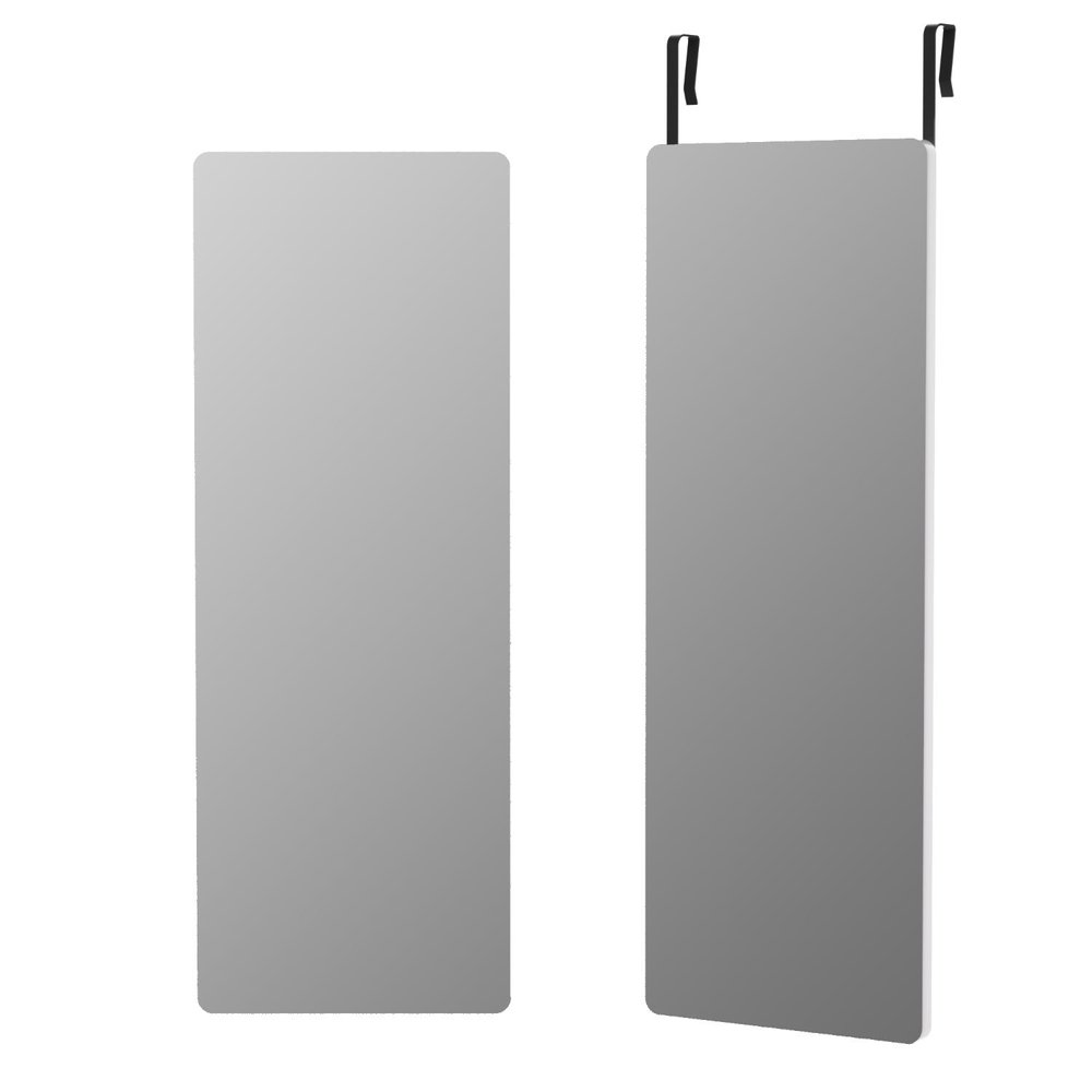47" Black Aluminum Wall Mounted And Over The Door Framed Full Length Hanging Mirror