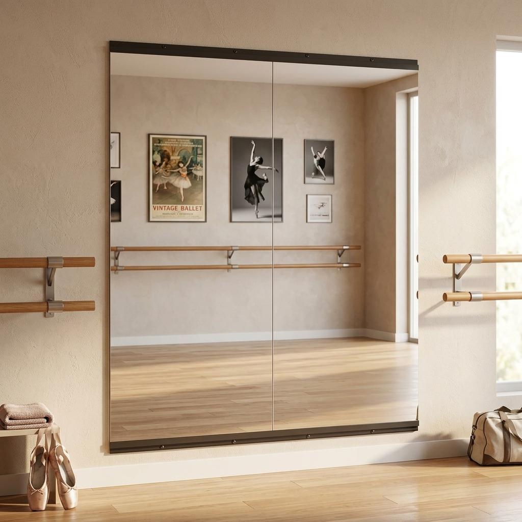 Set of Two Frameless 71" x 31" Full Length Work Out Mirrors