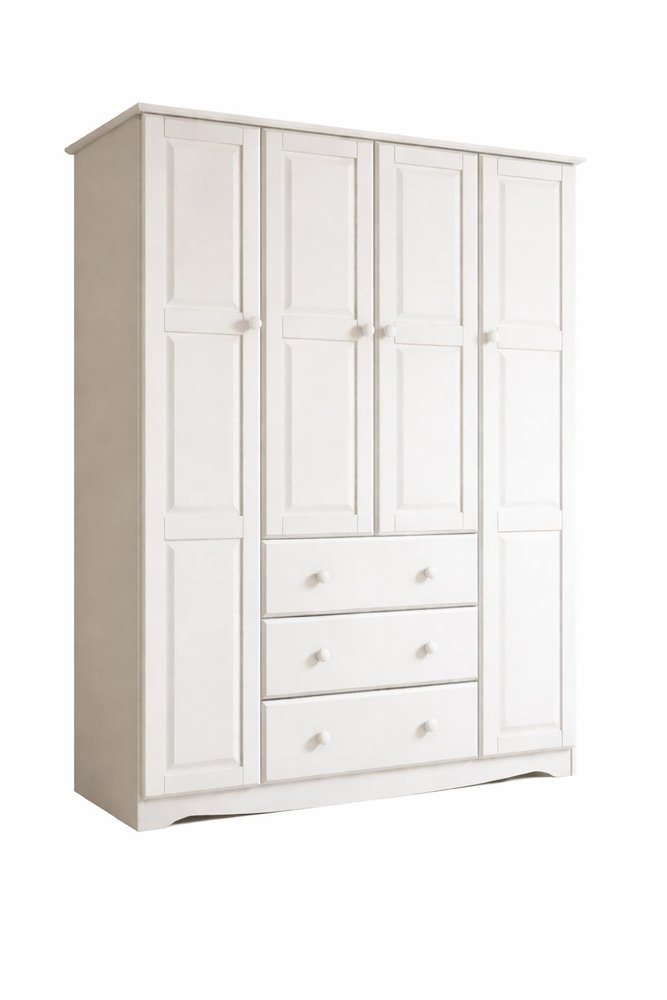 72" White Solid Wood Four Door Three Drawer Combo Dresser