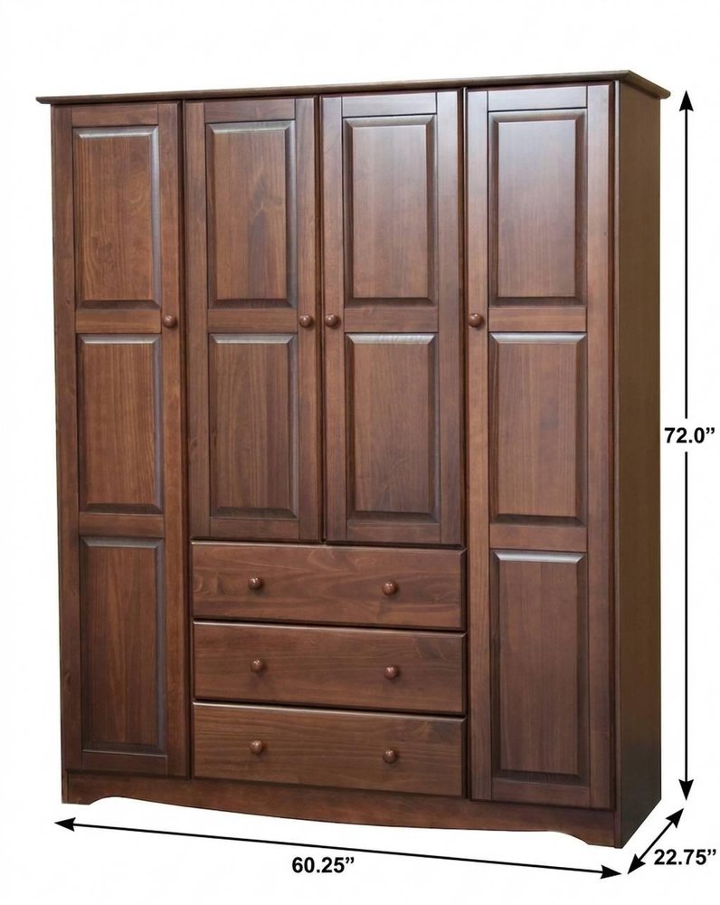 72" Coffee Solid Wood Four Door Three Drawer Combo Dresser