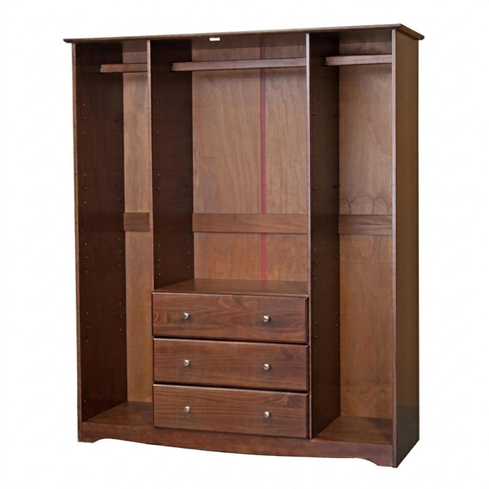 72" Coffee Solid Wood Four Door Three Drawer Combo Dresser