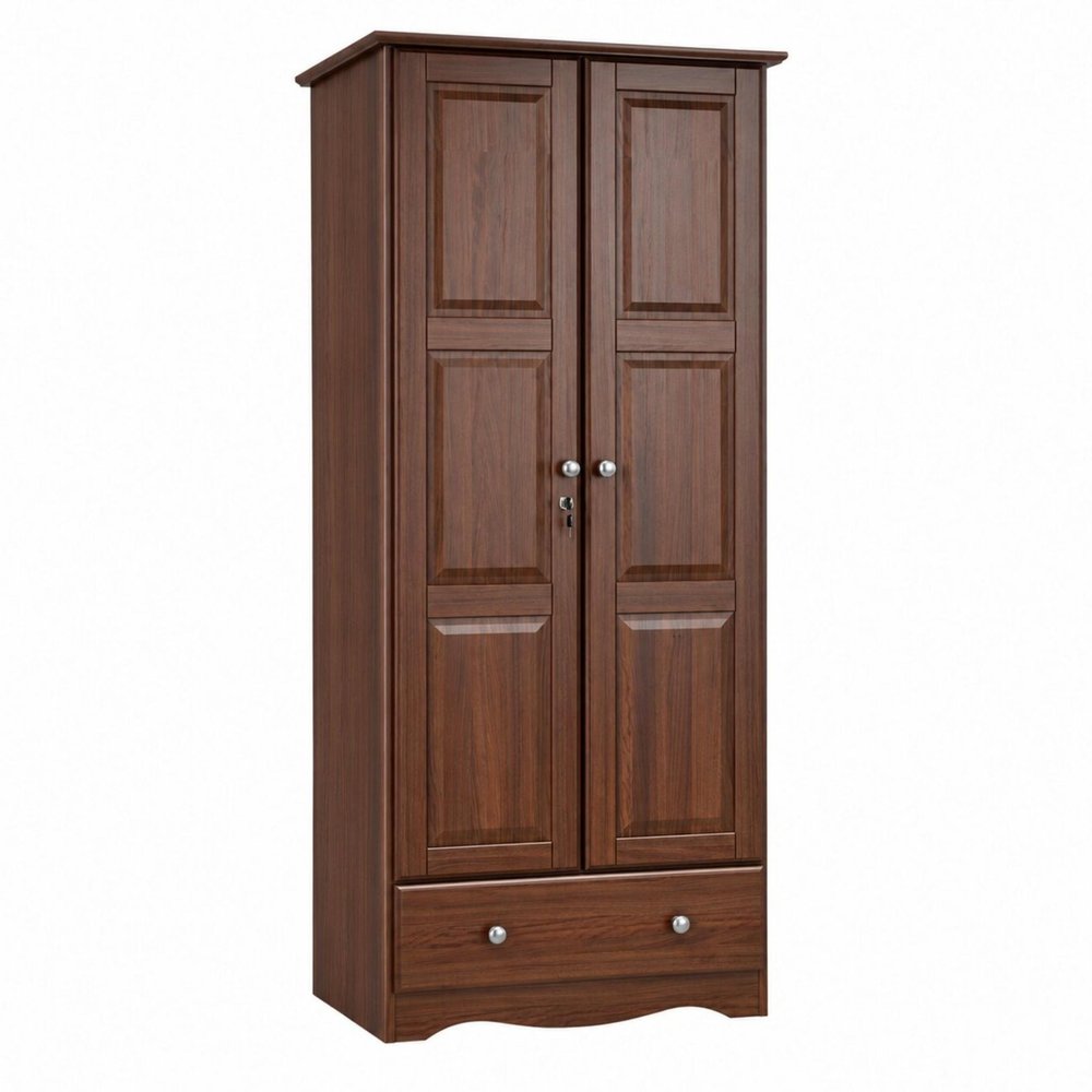 72" Coffee Solid Wood Two Door Single Drawer Combo Dresser