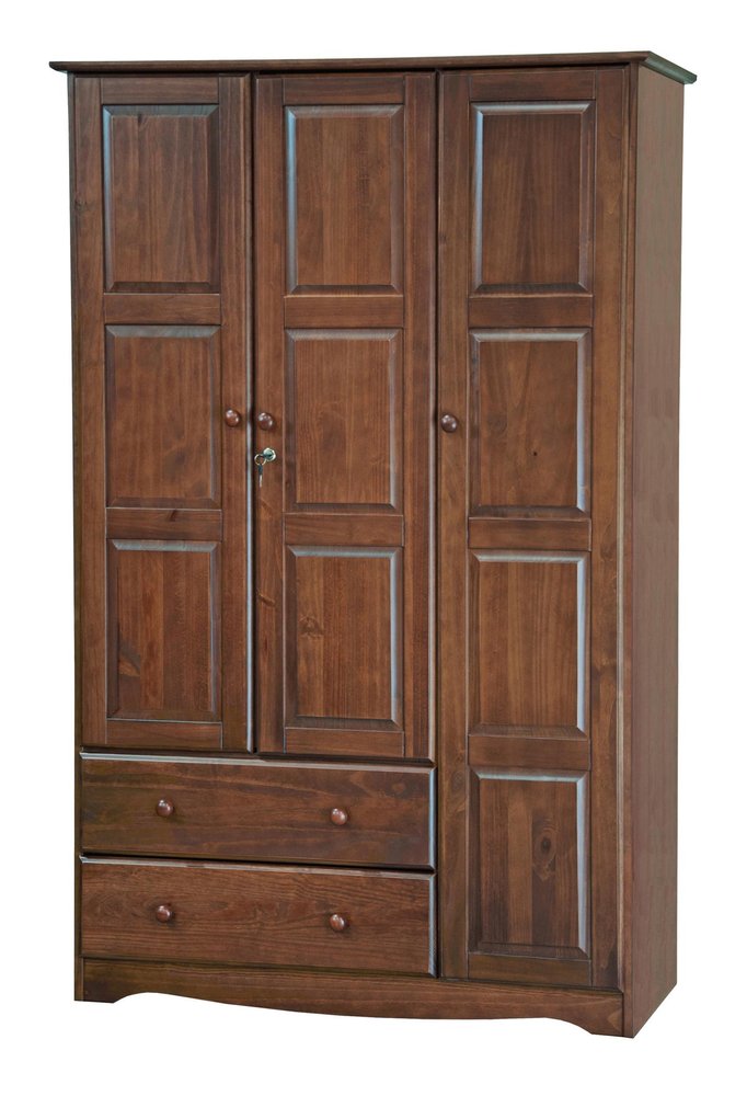 72" Coffee Solid Wood Three Door Two Drawer Combo Dresser