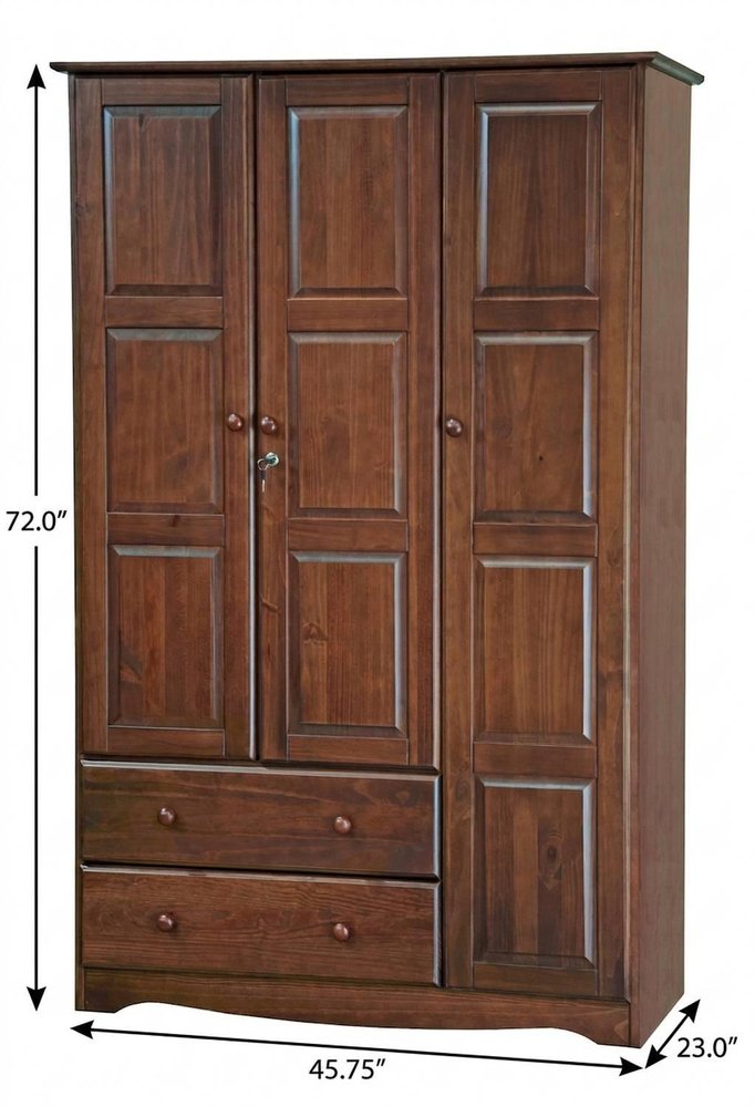 72" Coffee Solid Wood Three Door Two Drawer Combo Dresser
