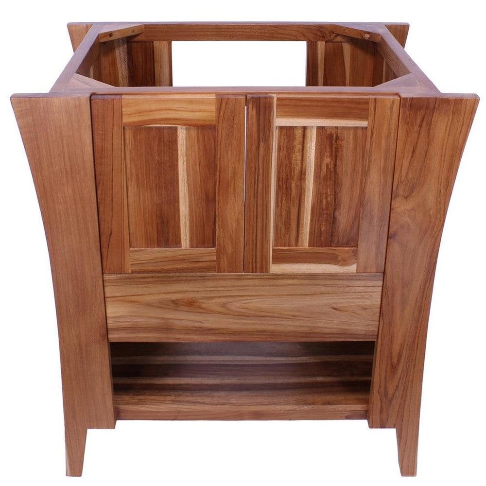 30" Light Brown Solid Wood Freestanding Double Door Bathroom Vanity