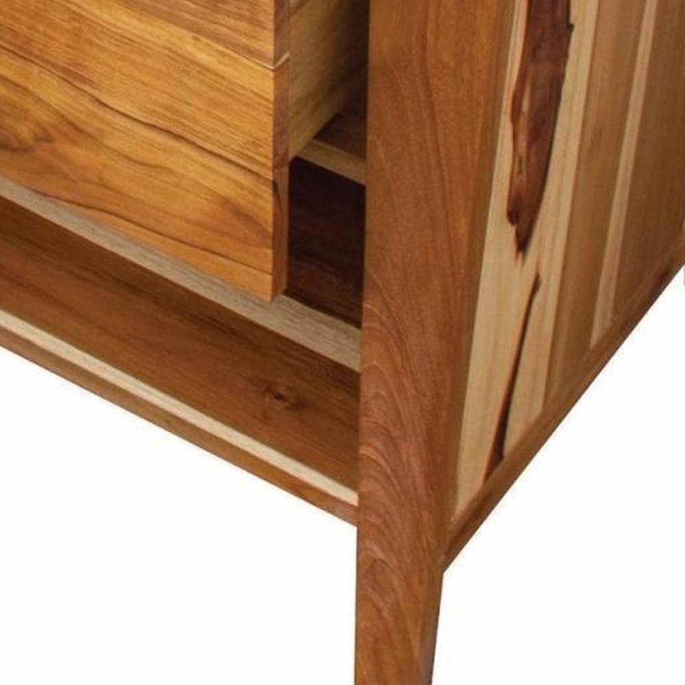 36" Light Brown Solid Wood Freestanding Single Door Bathroom Vanity And Four Drawers